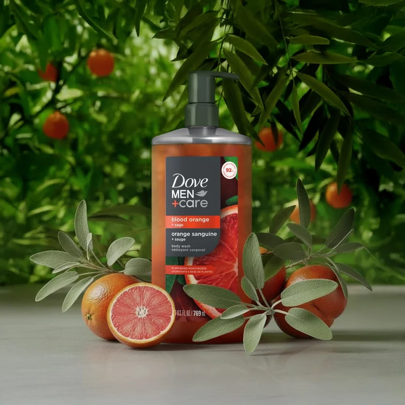 DOVE MEN CARE Body Wash with Plant-Based Cleansers and Moisturizers (26 fl oz) - Bood Orange +Sage (2PK)