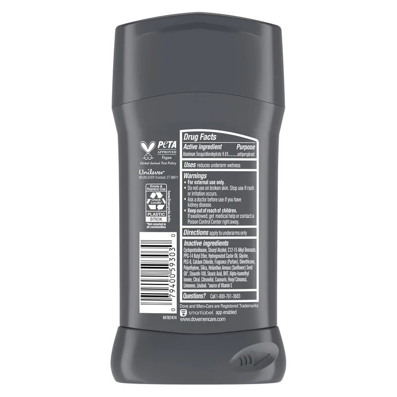 Dove Men Care Deodorant Stick Defense Clean for Men, Anti-white Marks & Anti-yellow Stains 72-hour Sweat and Odor Protection