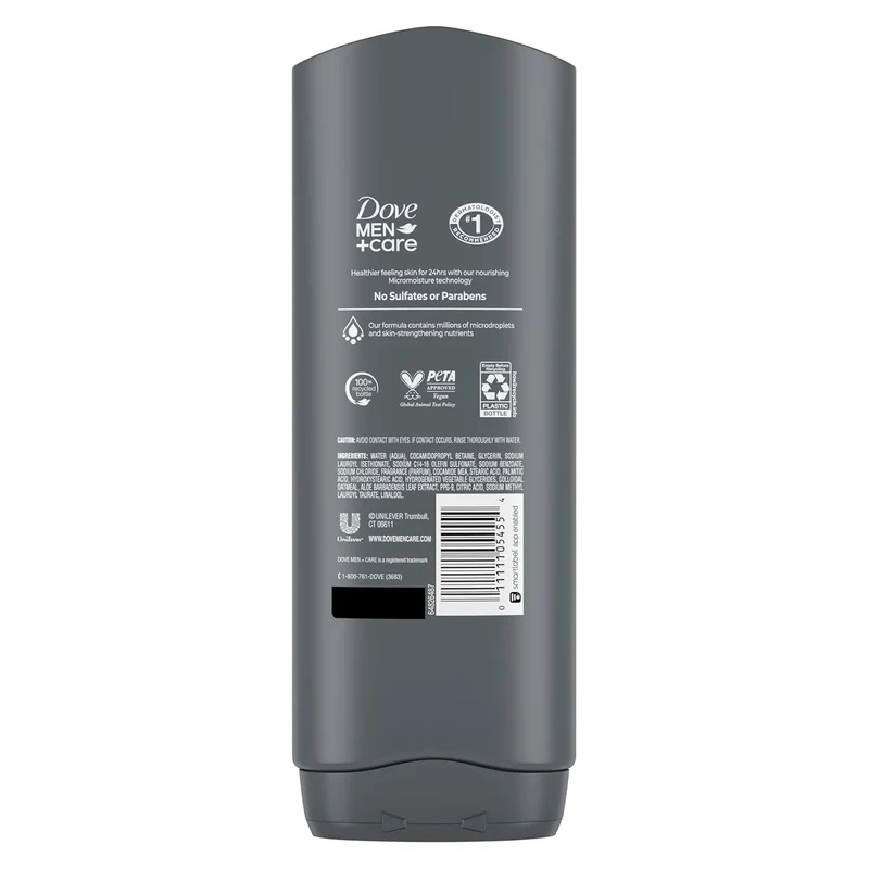 DOVE MEN CARE Body and Face wash 24 hrs Nourishing Micromoisture For Hydrated, Smooth Skin (4ct)