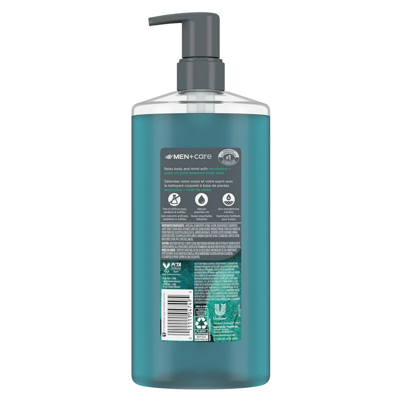 DOVE MEN CARE Moisturizing Body Wash Eucalyptus & Cedar Oil Plant-Based (26oz) - 2PK