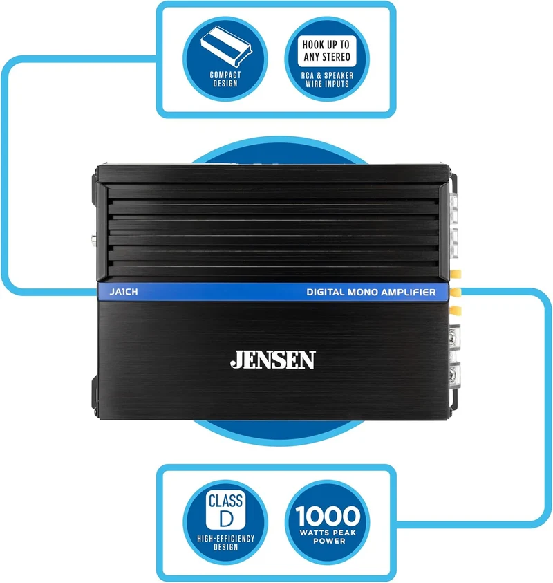 JA-Series JA1CH High Performance Class-D Bridgeable Mono Amplifier 1,000 Watts Peak Power, Efficient Compact Design