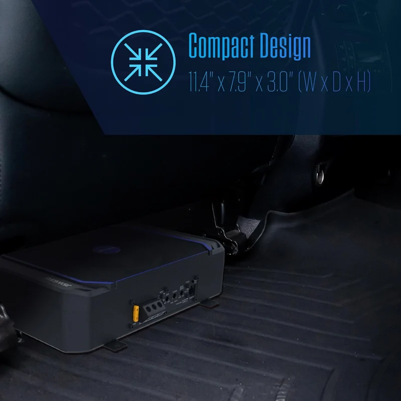 JSW65U Powerful 600W 6.5 Inches Compact UnderSeat Amplified Subwoofer Class D Design for Efficient Power Usage | Remote Bass Control