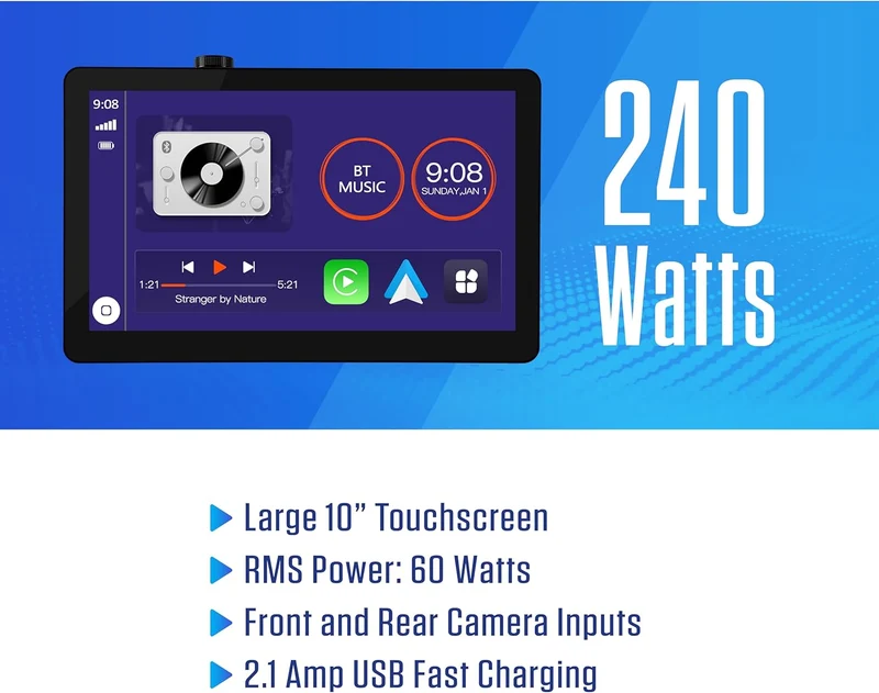 Single Din 11.6" Touchscreen Receiver Wireless Apple Carplay Android Auto Bluetooth | Backup Camera Input | USB Playback & Charge
