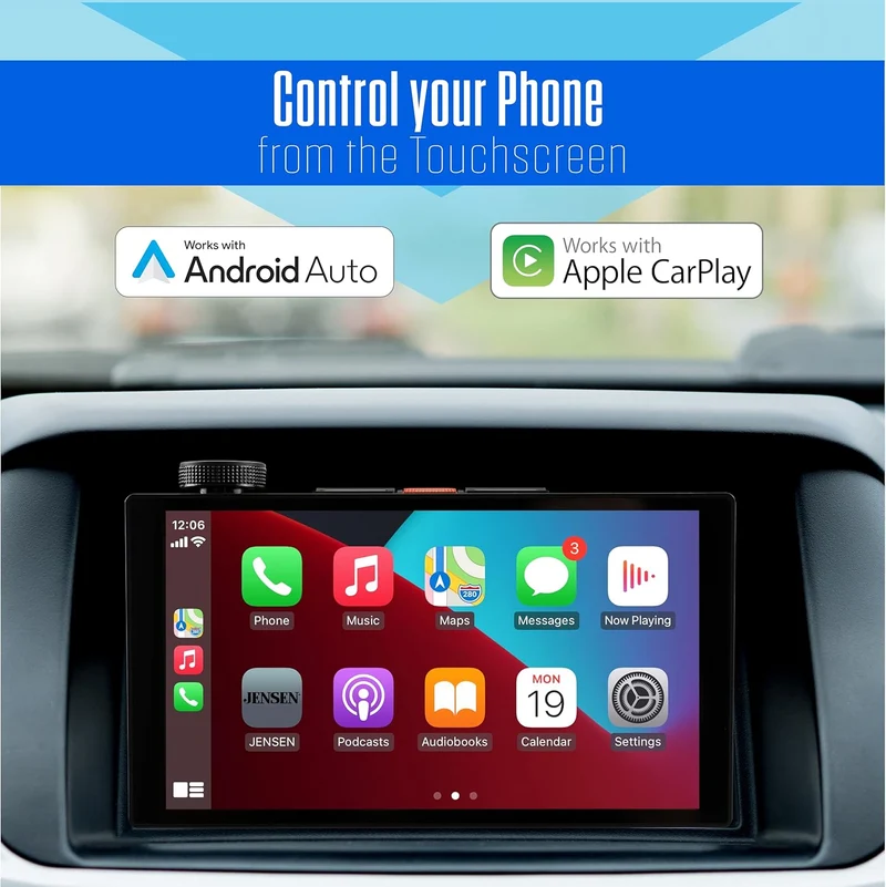 10" Single & Double DIN Top Mount Wireless Apple Carplay Android Auto Car Stereo Touchscreen IllumiNITE Light Ring & Buttons Front/Rear Camera Input