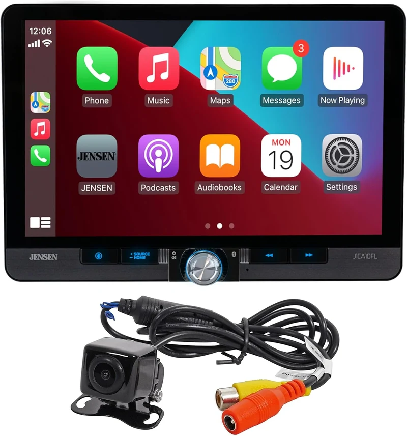 10.1" Single / Double DIN Apple CarPlay Android Auto Wired or Wireless Touchscreen Car Stereo Radio Bluetooth, USB Charge - Backup Camera Included