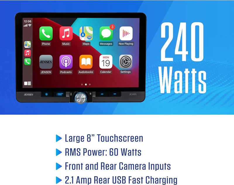 10.1" Single / Double DIN Apple CarPlay Android Auto Wired or Wireless Touchscreen Car Stereo Radio Bluetooth, Front & Rear Camera Inputs