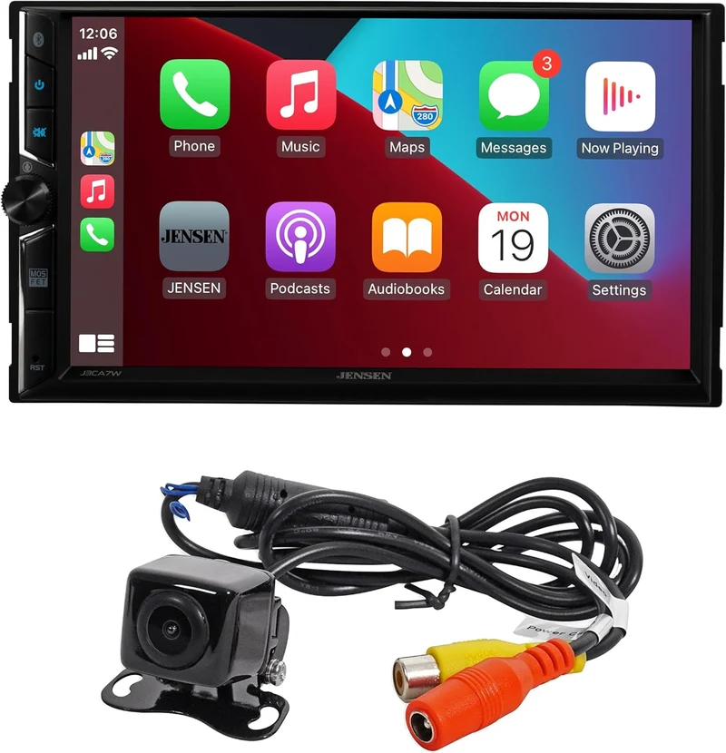 Double DIN 7" Apple CarPlay Android Auto Wired or Wireless Touchscreen Car Stereo Radio Bluetooth Backup Camera Included USB Playback & Charge