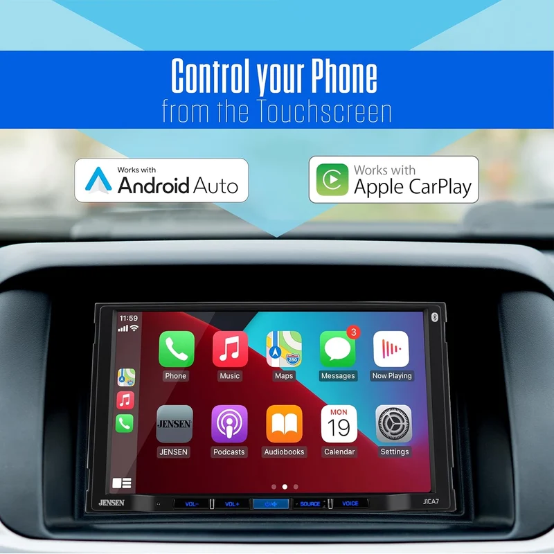 Double DIN 7" Apple CarPlay Android Auto Touchscreen Car Stereo Bluetooth Hands Free Calling & Music Streaming Backup Camera Input ready