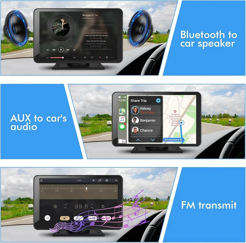 Double Din HD 7" Multimedia Player Wireless Touchscreen Car Stereo Car Play & Android Auto, GPS, Voice Control, Mirror Link, Bluetooth Hands-Free