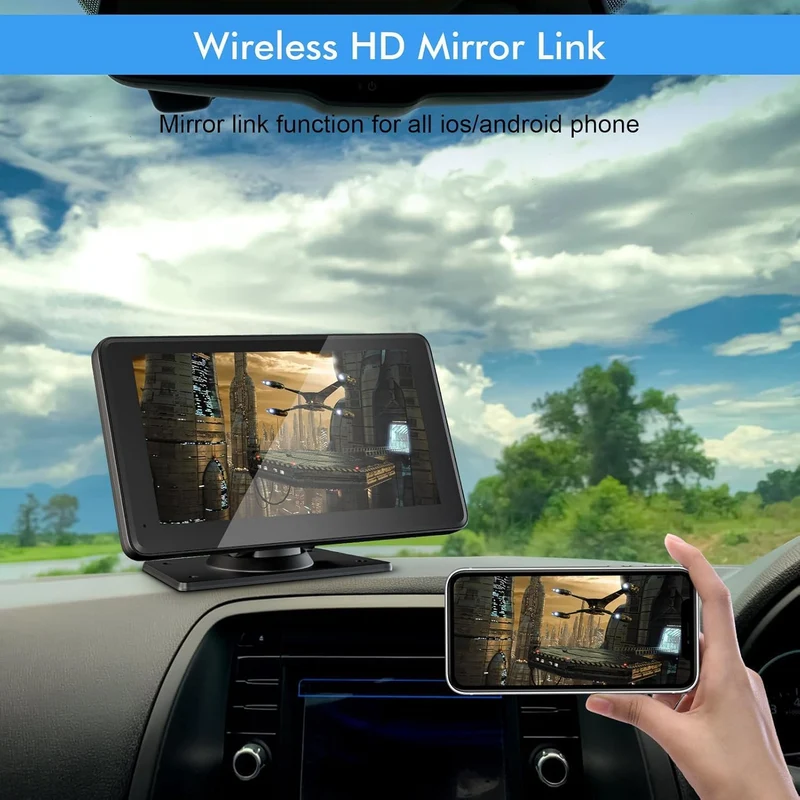 Double Din HD 7" Multimedia Player Wireless Touchscreen Car Stereo Car Play & Android Auto, GPS, Voice Control, Mirror Link, Bluetooth Hands-Free