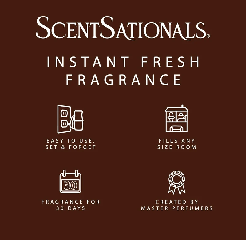 ScentSationals Sugar & Spice Fragrance Oil Plug In Air Freshener Refills 3-Pack - Works w/ Scentsationals Wall Plugs - Packaging May Vary