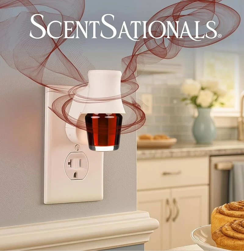 ScentSationals Cinnamon Buns Fragrance Oil Plug In Air Freshener Refills 3-Pack - Works w/ Scentsationals Wall Plugs - Packaging May Vary
