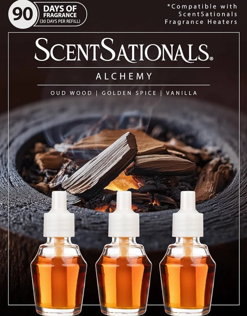 ScentSationals Alchemy Fragrance Oil Plug In Air Freshener Refills 3-Pack - Works w/ Scentsationals Wall Plugs - Packaging May Vary