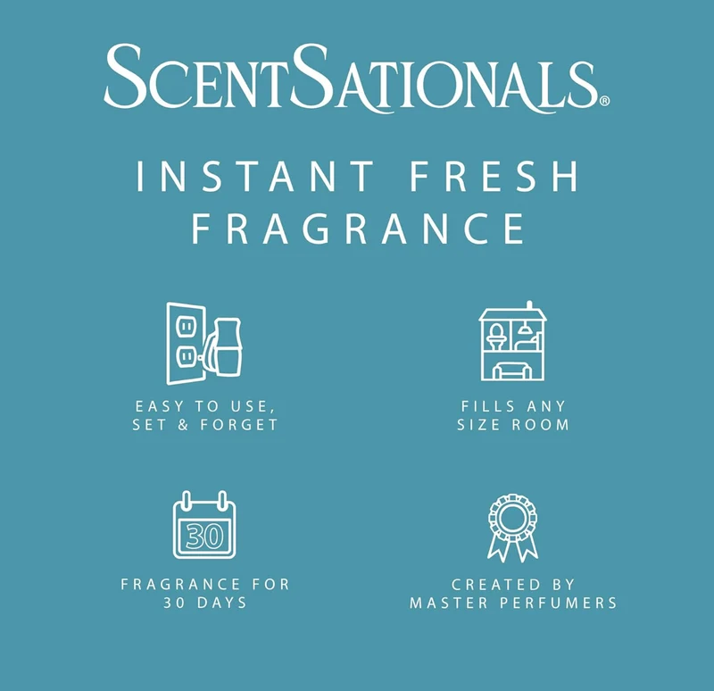 Scentsationals Fragrance Oil Plug in Air Freshener Refills 3-Pack - Eucalyptus & Sea Salt - Works w/ Scentsationals Wall Plugs - Packaging May Vary