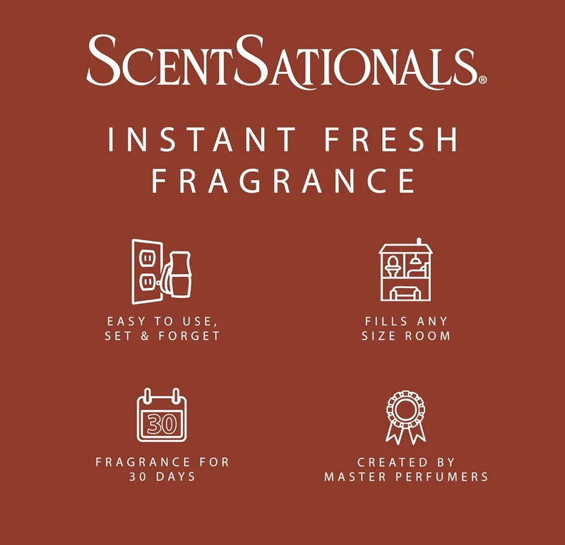 ScentSationals Warm Apple Pie Fragrance Oil Plug In Air Freshener Refills 3-Pack - Works w/ Scentsationals Wall Plugs - Packaging May Vary