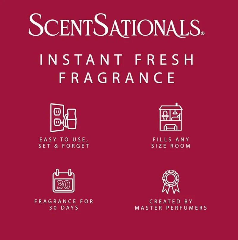 ScentSationals Sparkling Raspberry Sorbet Fragrance Oil Plug In Air Freshener Refills 3-Pack - Works w/ Scentsationals Wall Plugs - Packaging May Vary