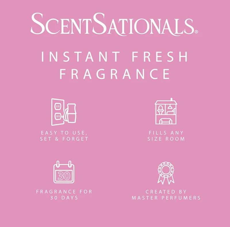 ScentSationals Cherry Blossoms Fragrance Oil Plug In Air Freshener Refills 3-Pack - Works w/ Scentsationals Wall Plugs - Packaging May Vary