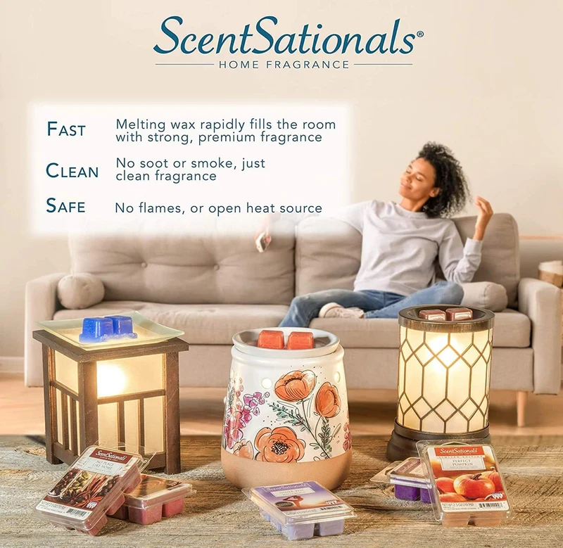Scentsationals Accent Wax Warmer - Scented Wax Cube Melter - Electric Fragrance Plugin (Crystalette) Cream