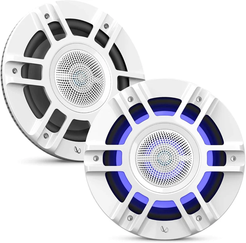 Infinity Kappa Marine Series White 8" Premium 3-Way RGB LED Convertible Speakers - White
