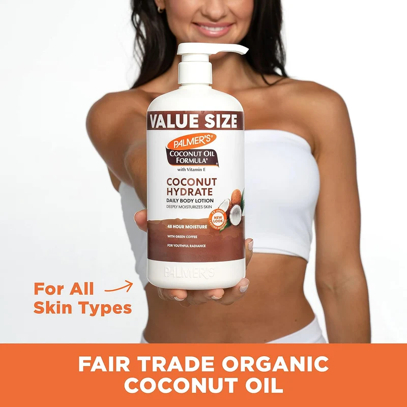 Palmer's Coconut Oil Formula Body Lotion for Dry Skin, Hand & Body Moisturizer w/ Green Coffee Extract & Vitamin E, Value Size Pump Bottle - 33.8 Fl Oz (Pack of 1)
