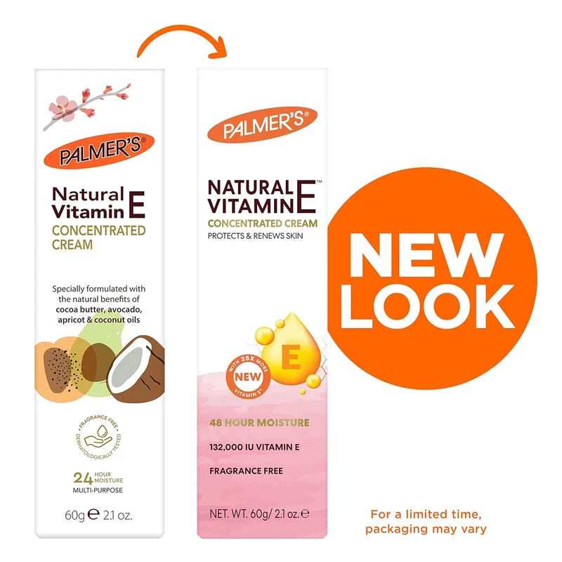 Palmer's Natural Vitamin E Concentrated Cream Protects and Renew Skin - 2.1 oz (Pack of 2)