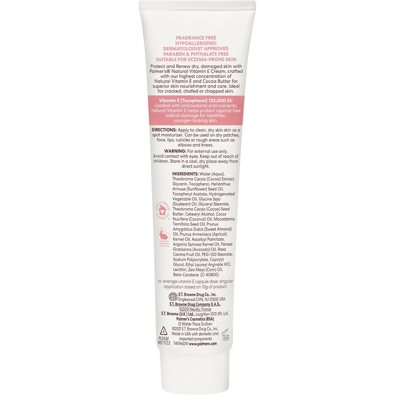 Palmer's Natural Vitamin E Concentrated Cream Protects and Renew Skin - 2.1 oz (Pack of 2)