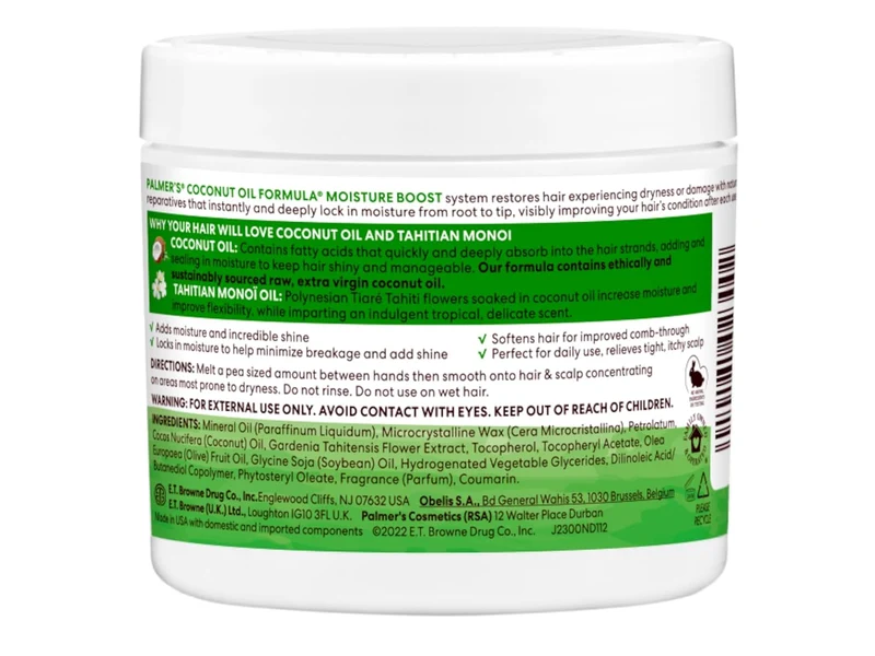 Palmer's Coconut Oil Moisture Boost Gro Hairdress Jar Restores dry damaged or Color treated Hair - 5.25 oz (155ml)