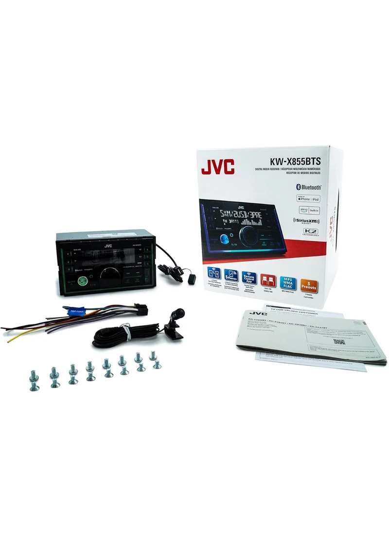 JVC KW-X855BTS Bluetooth Car Stereo Digital Media Receiver with USB Port, AM/FM Radio, MP3 Player, Amazon Alexa, Android, iPhone, Double DIN, 13-Band EQ