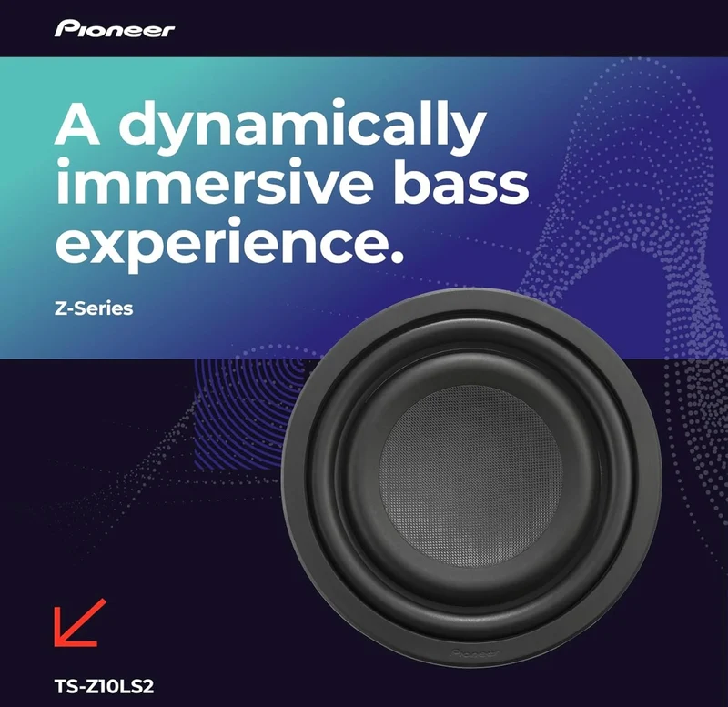 Pioneer TS-Z10LS2 10” Oversized Subwoofer, Shallow Design, Easy Installation and Flexible Fit, 1300 Watts Peak Power, Single 2 Ohms Voice Coil for Deep, Enhanced Bass Response