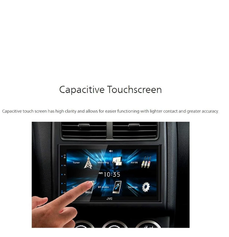 JVC KW-M150BT Bluetooth Car Stereo Receiver with USB Port – 6.75" Touchscreen Display - AM/FM Radio - MP3 Player Double DIN – 13-Band EQ (Black)