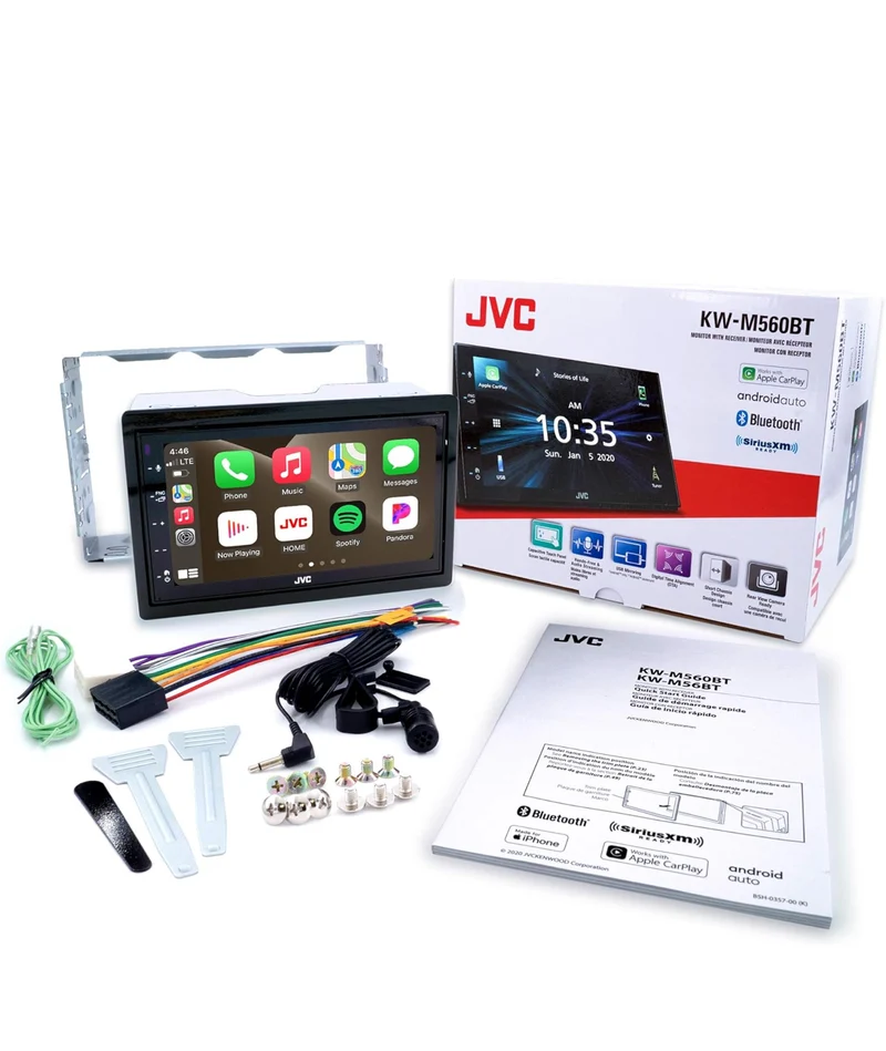 JVC KW-M560BT Apple CarPlay Android Auto Multimedia Player w/ 6.8" Capacitive Touchscreen, Bluetooth Audio and Hands Free Calling, MP3 Player, Double DIN, 13-Band EQ, SiriusXM, AM/FM Car Radio