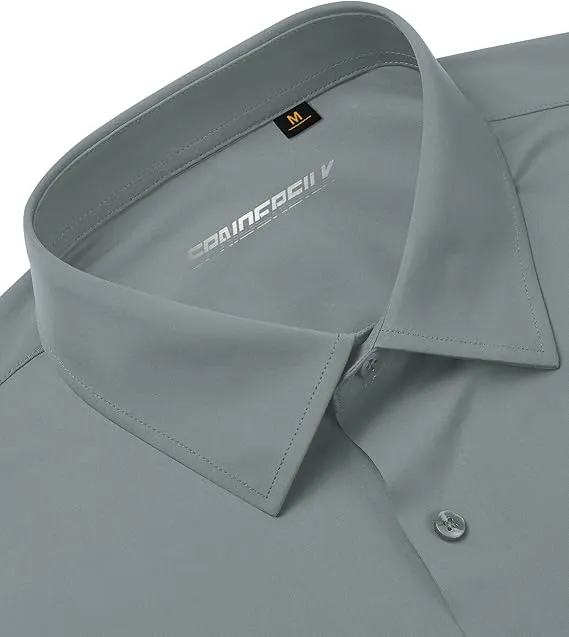 Mens Long Sleeve Slim Fit , Muscle Fit Wrinkle Free, Button Down Stretchable