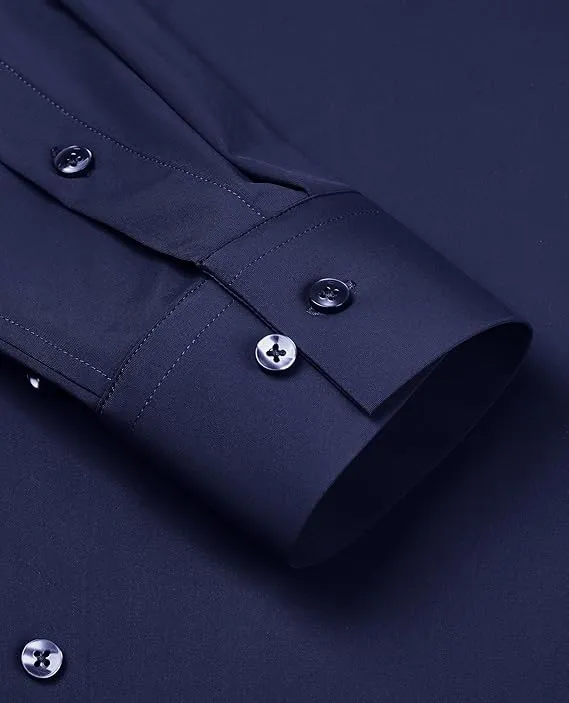 Mens Long Sleeve Slim Fit , Muscle Fit Wrinkle Free, Button Down Stretchable