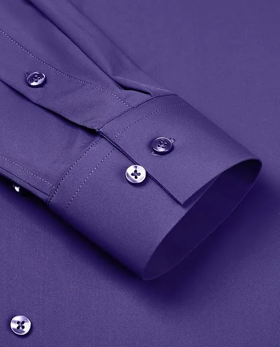 Mens Long Sleeve Slim Fit , Muscle Fit Wrinkle Free, Button Down Stretchable