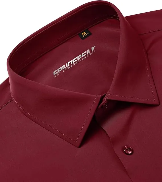 Mens Long Sleeve Slim Fit , Muscle Fit Wrinkle Free, Button Down Stretchable
