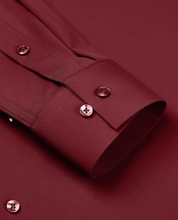 Mens Long Sleeve Slim Fit , Muscle Fit Wrinkle Free, Button Down Stretchable