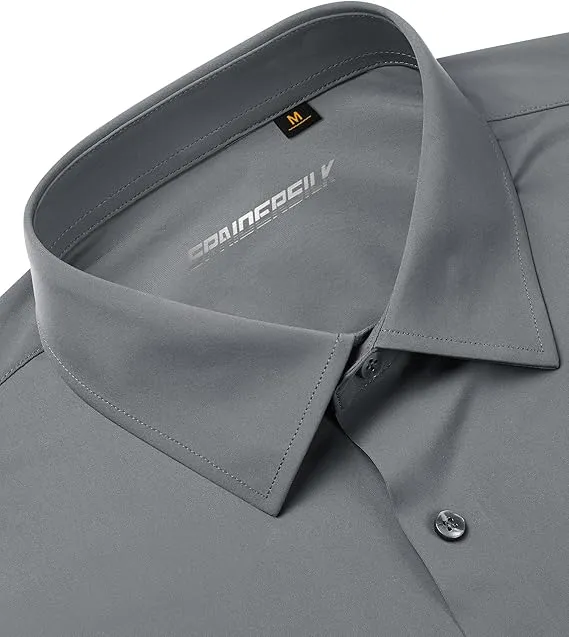 Mens Long Sleeve Slim Fit , Muscle Fit Wrinkle Free, Button Down Stretchable
