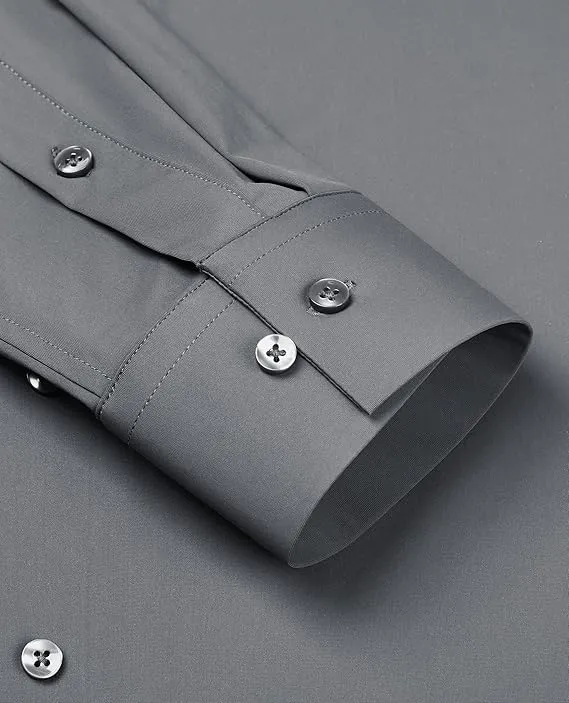 Mens Long Sleeve Slim Fit , Muscle Fit Wrinkle Free, Button Down Stretchable