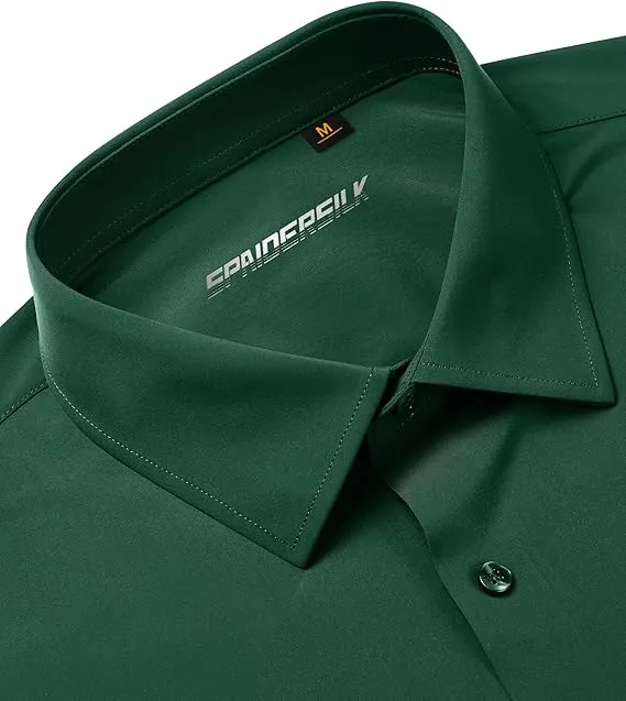 Mens Long Sleeve Slim Fit , Muscle Fit Wrinkle Free, Button Down Stretchable