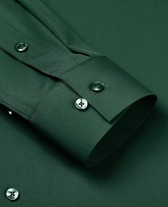 Mens Long Sleeve Slim Fit , Muscle Fit Wrinkle Free, Button Down Stretchable