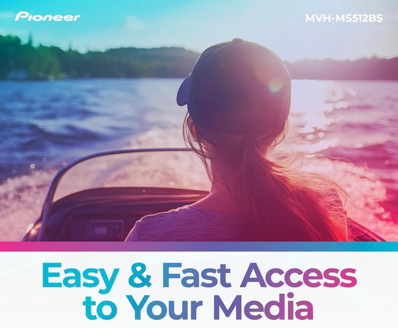 Pioneer MVH-MS512BS Single Din Bluetooth Marine Stereo with Amazon Alexa and Corrosion-Resistant Design