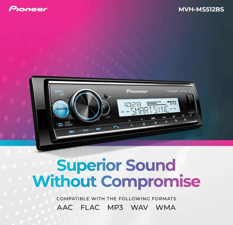 Pioneer MVH-MS512BS Single Din Bluetooth Marine Stereo with Amazon Alexa and Corrosion-Resistant Design