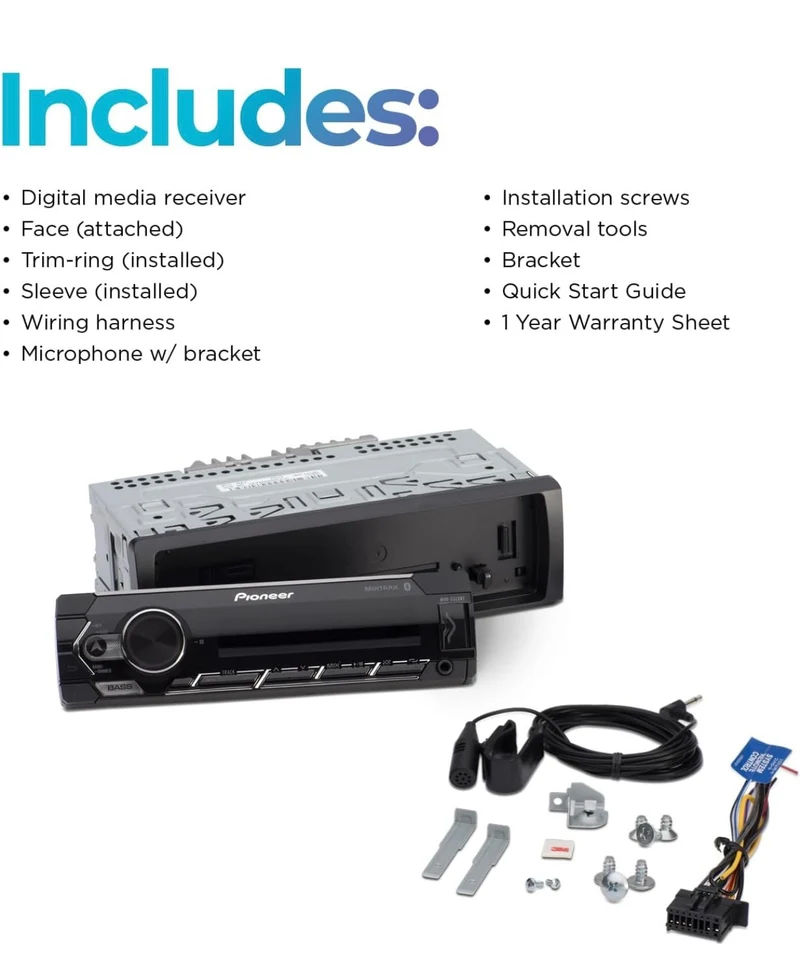 Pioneer MVH-S322BT Bluetooth Car Stereo with USB/AUX Inputs, Smartphone Connectivity, Pioneer Smart Snyc, and Hands-Free Calling for Enhanced in-Car Audio Experience