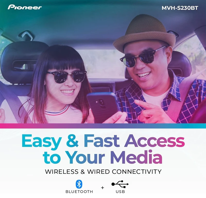 Pioneer MVH-S230BT Bluetooth Car Stereo with USB Inputs, Smartphone Connectivity, Hands-Free Calling