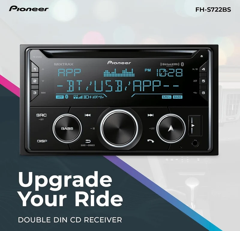 Pioneer FH-S722BS Double Din Bluetooth CD Receiver – Built in Bluetooth, USB/AUX Inputs, Pioneer Smart Sync, Hands-Free Calling, Enhanced Car Audio