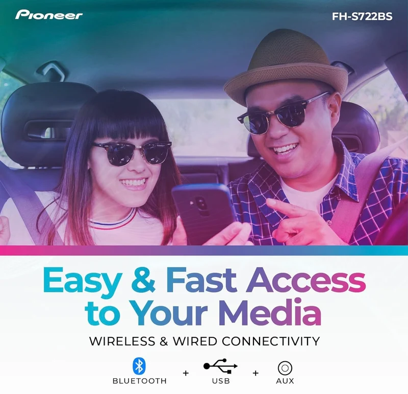 Pioneer FH-S722BS Double Din Bluetooth CD Receiver – Built in Bluetooth, USB/AUX Inputs, Pioneer Smart Sync, Hands-Free Calling, Enhanced Car Audio