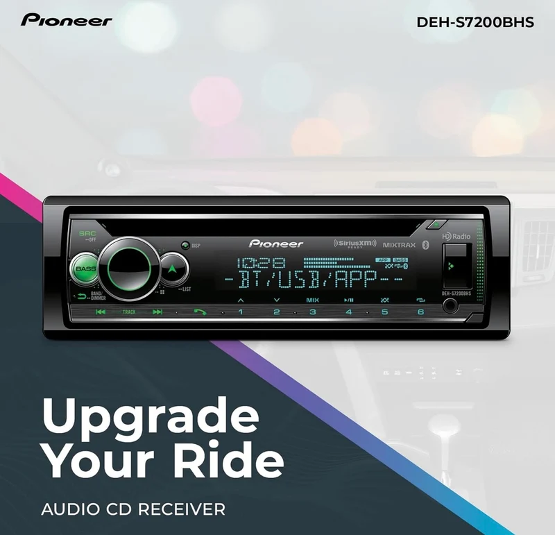 Pioneer DEH-S7200BHS Audio CD Receiver and Bluetooth Car Stereo - Single Din, Amazon Alexa, HD Radio and Enhanced Audio Functions