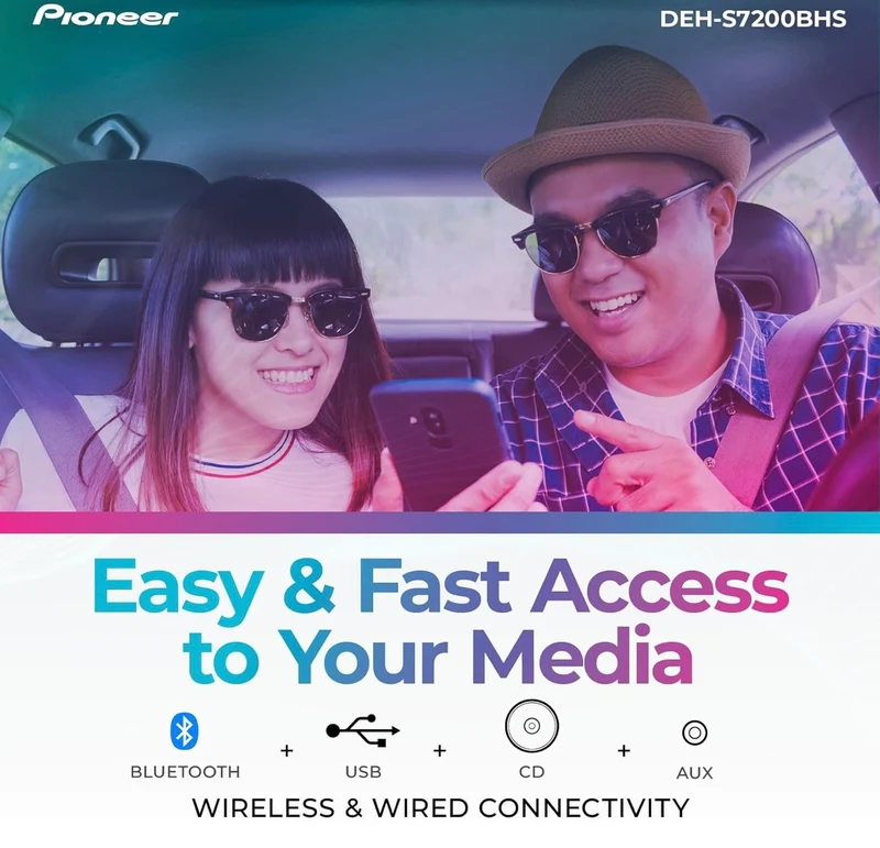 Pioneer DEH-S7200BHS Audio CD Receiver and Bluetooth Car Stereo - Single Din, Amazon Alexa, HD Radio and Enhanced Audio Functions