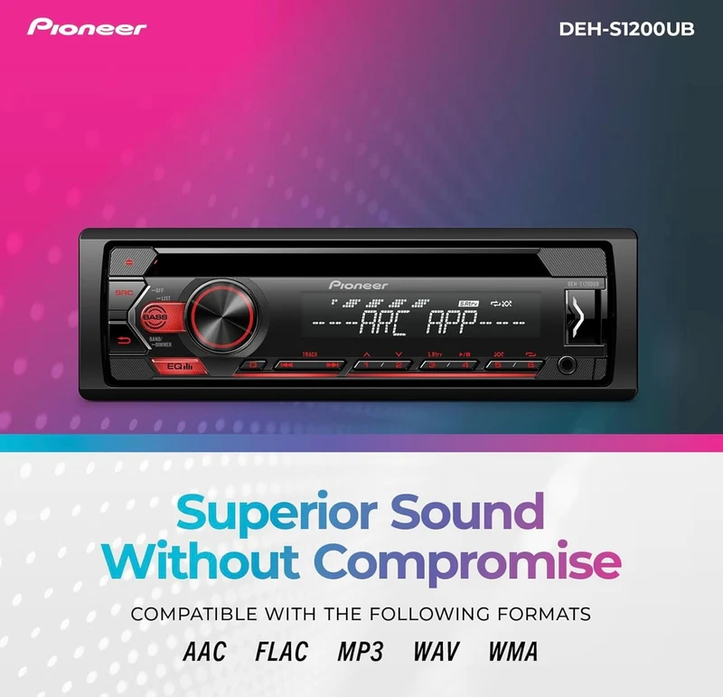 Pioneer DEH-S1200UB Single Din CD Receiver with USB/AUX Inputs, Android Compatibility Only, in-Dash Device Charging, 2-Channel Preamp Output