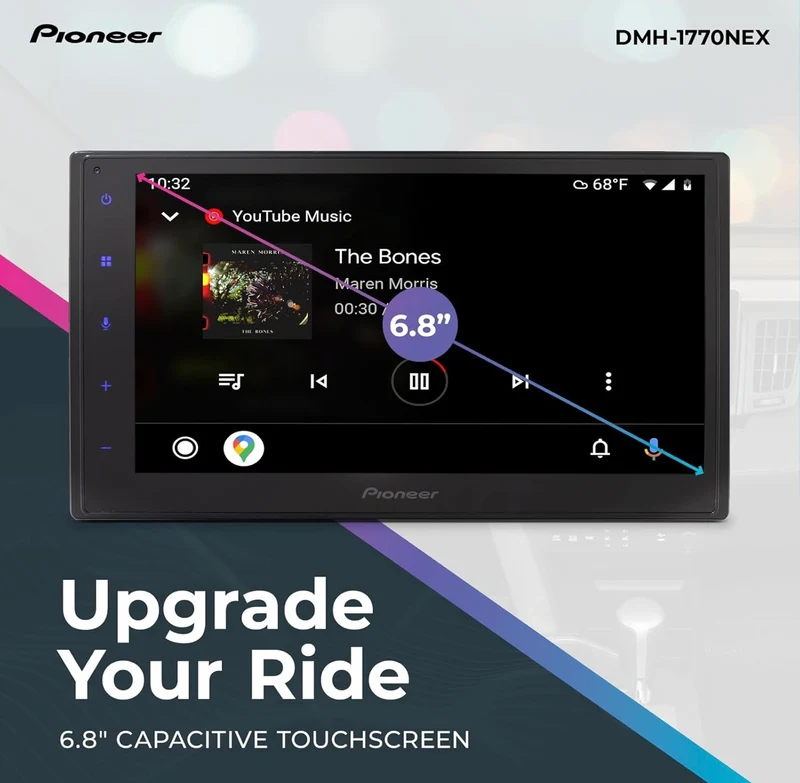 Pioneer DMH-1770NEX Double-DIN Digital Multimedia Receiver, Wired Apple CarPlay and Android Auto, 6.8” Capacitive Touchscreen